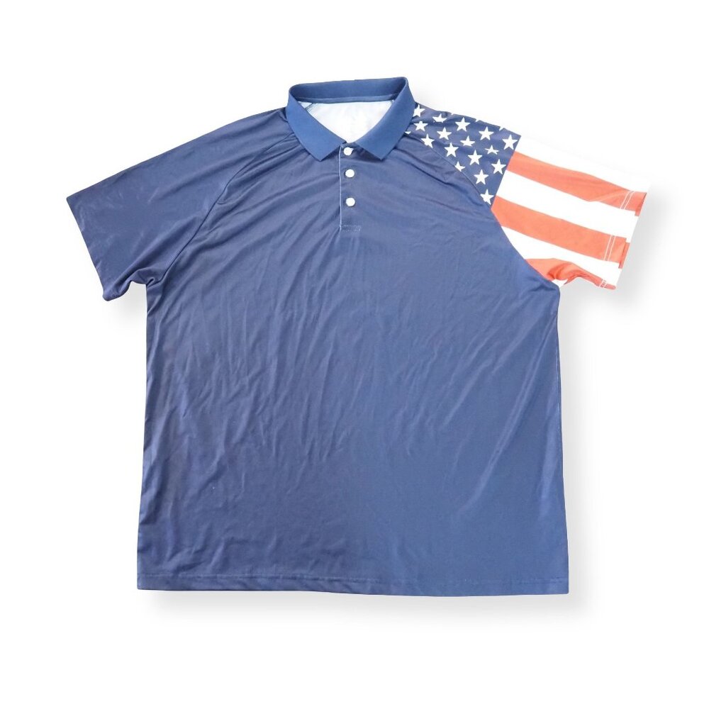 Zity‎ Short Sleeve American Flag Golf Polo Shirt Men's XL Moisture Wicking